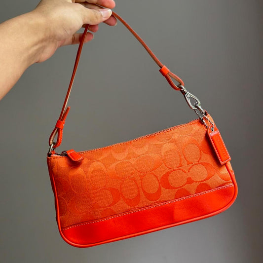 SOLD on V – Vintage Coach Demi Shoulder Bag – Vibrant Orange Charm